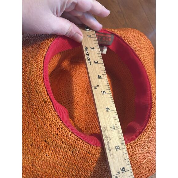 MY BOB Genuine Panama Hat Natural Straw Rust Orange - Picture 5 of 5